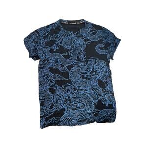 Pull & Bear Dragon Blue Black T-Shirt Mens L